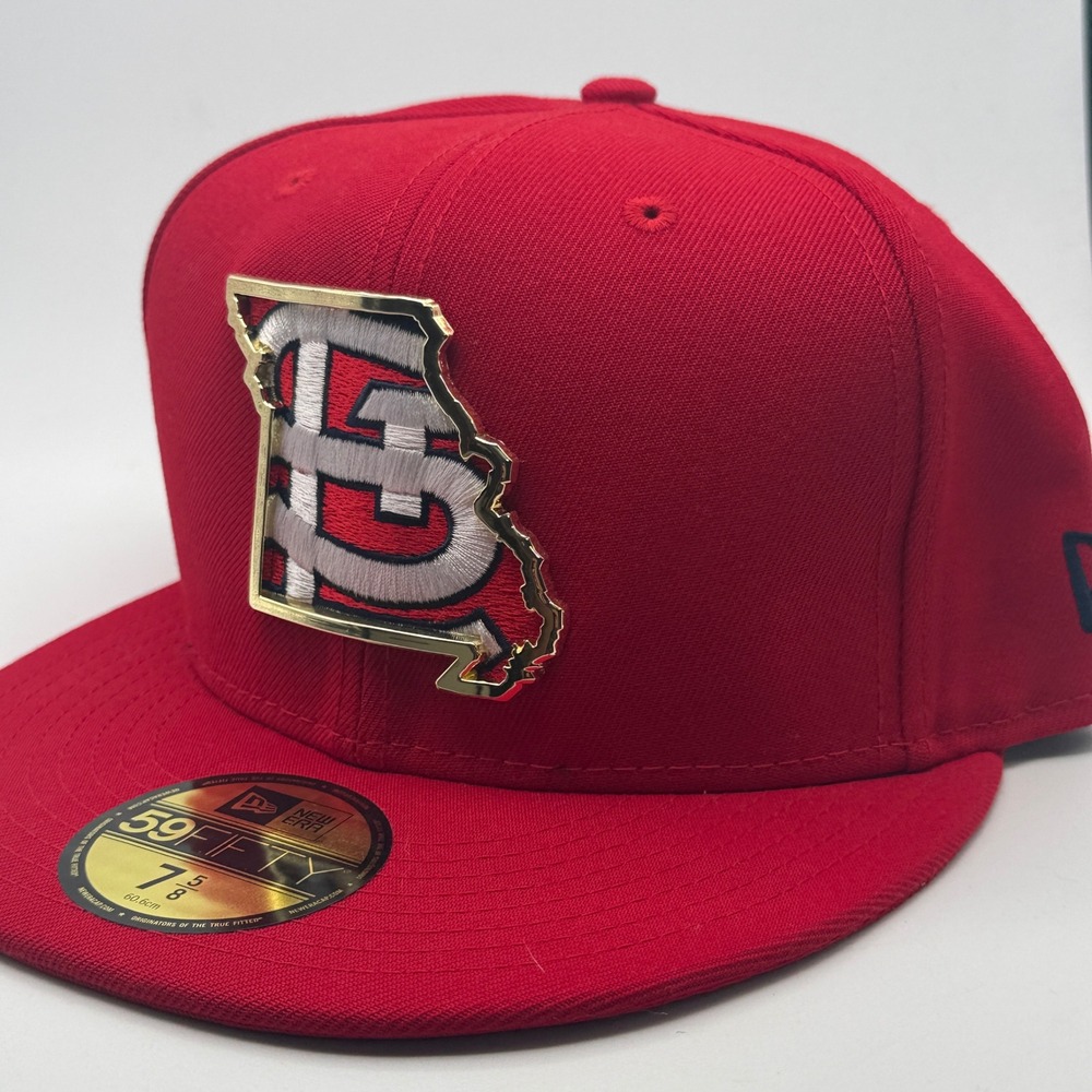 New Era 59FIFTY St Louis Cardinals Missouri State Red Fitted Hat Size 7 5/8